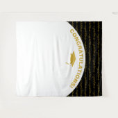 おしゃれなブラックゴールドの卒業生 タペストリー (正面(横))