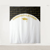 おしゃれなブラックゴールドの卒業生 タペストリー (正面)