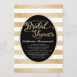 おしゃれなブラックゴールドグリッターカスタマイズされた結婚式前パーティー 招待状