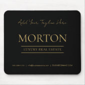 おしゃれなブラックゴールドラグジュアリー不動産ブランド マウスパッド (正面)