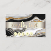 おしゃれなブラックゴールド大理石ストライプ ロイヤリティカード (正面)