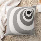 おしゃれなブラックシルバーとホワイトの同心円 クッション (ブランケット)