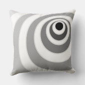 おしゃれなブラックシルバーとホワイトの同心円 クッション (裏面)