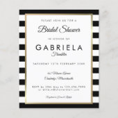 おしゃれなブラックストライプの結婚前お披露目招待状 (正面)