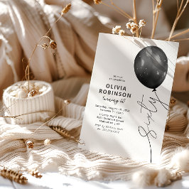 おしゃれなブラックバルーンの60歳の誕生日 招待状