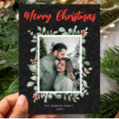 おしゃれなブラックフォトクリスマスカード - エレガントなホリデーグリーティング シーズンカード