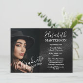 おしゃれなブラックフォト卒業発表パーティー 招待状 (スタンド正面)