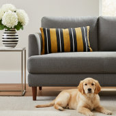 おしゃれなブラックホワイトゴールドのストライプアクセントピロー アクセントクッション