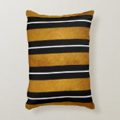 おしゃれなブラックホワイトゴールドのストライプアクセントピロー アクセントクッション (正面(垂直))