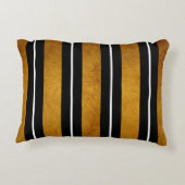 おしゃれなブラックホワイトゴールドのストライプアクセントピロー アクセントクッション (裏面)