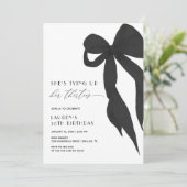 おしゃれなブラックボウで30代を締めくくる40歳の誕生日 招待状 (スタンド正面)