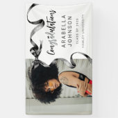 おしゃれなブラックボウ写真 卒業 横断幕 (縦)