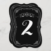 おしゃれなブラックボード ヴィンテージ ウェディング テーブル ナンバー 招待状 (正面/裏面)