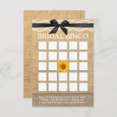 おしゃれなブラックリボンひまわりバーリアップ ブライダルビンゴ (正面/裏面)