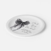 おしゃれなブラックリボン ウォーターカラー ブライダルシャワー ペーパープレート (アングル)
