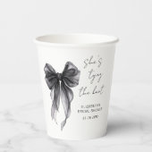 おしゃれなブラックリボン ウォーターカラー ブライダルシャワー 紙コップ (裏面)