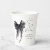 おしゃれなブラックリボン ウォーターカラー ブライダルシャワー 紙コップ (正面)