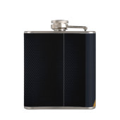 おしゃれなブラック＆ゴールドのストライプモノグラム フラスク (裏面)