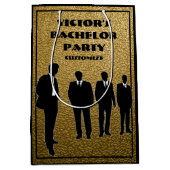 おしゃれなブラック＆ゴールドの独身パーティー ミディアムペーパーバッグ (正面)