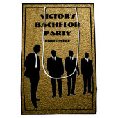 おしゃれなブラック＆ゴールドの独身パーティー ミディアムペーパーバッグ (裏面)