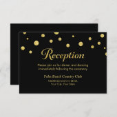 おしゃれなブラック＆ゴールドドット結婚式の披露宴 エンクロージャーカード (正面/裏面)