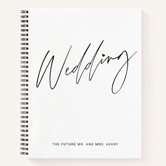 おしゃれなブラック＆ホワイトのウェディングプランノートブック ノートブック (正面)