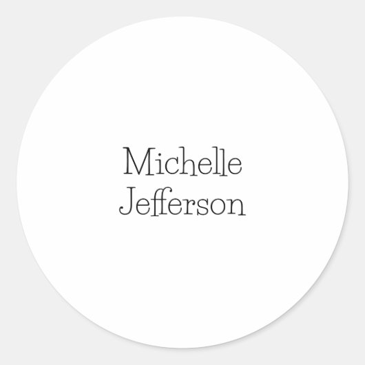 おしゃれなブラック＆ホワイトのスクリプトネーム チック ラウンドシール (正面)