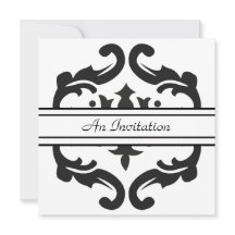 おしゃれなブラック＆ホワイトのダマスクカスタム招待状