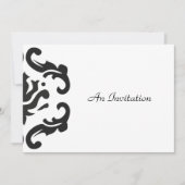 おしゃれなブラック＆ホワイトのダマスクカスタム招待状 招待状 (正面)
