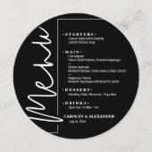 おしゃれなブラック＆ホワイトの丸型 メニュー (正面)