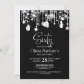 おしゃれなブラック＆ホワイトの60歳誕生日パーティー 招待状 (正面)