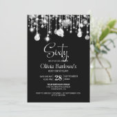 おしゃれなブラック＆ホワイトの60歳誕生日パーティー 招待状 (スタンド正面)