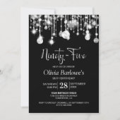 おしゃれなブラック＆ホワイトの95歳の誕生日パーティー 招待状 (正面)