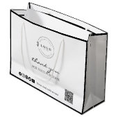 おしゃれなブラック＆ホワイトの「ご購入ありがとうございます」 ラージペーパーバッグ (正面アングル)