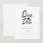 おしゃれなブラック&ホワイトのSave the Date 案内ポストカード (正面/裏面)