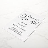 おしゃれなブラック&ホワイトカリグラフィー卒業パーティー 箔招待状 (回転した状態)