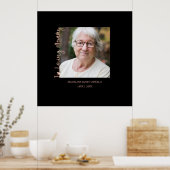 おしゃれなブラック ミニマル カスタム フォト 追悼記念 ポスター (キッチン)