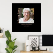 おしゃれなブラック ミニマル カスタム フォト 追悼記念 ポスター (ホームオフィス)