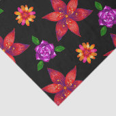 おしゃれなブラック＆レッド リバティ フラワーパターン シック 薄葉紙 (詳細)