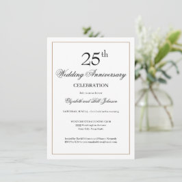 おしゃれなブラック 25周年 結婚記念日 招待状