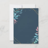 おしゃれなブルーとピンクの植物デザインのウェディング 招待状テンプレート(お財布に優しい) 招待状 (正面)