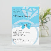おしゃれなブルーのウェディング ブライダルシャワー 招待状 (スタンド正面)