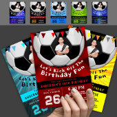 おしゃれなブルーのスポーツ風カスタムフォト誕生日カード 招待状