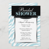 おしゃれなブルーのゼブラ柄の結婚前お披露目パーティー招待状 招待状 (正面/裏面)