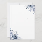 おしゃれなブルーのドレスと青いバラのスイート16 招待状 (裏面)