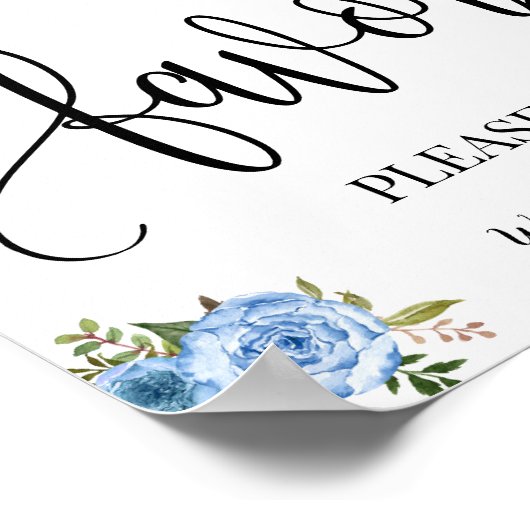 おしゃれなブルーのパーティーサイン ウェディングレセプション ボヘミアンチック ポスター (角)