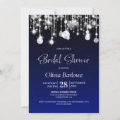 おしゃれなブルーのブライダルシャワー 招待状 (正面)