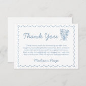 おしゃれなブルーの市場から届いた ブライダルシャワーパーティー サンキューカード (正面/裏面)