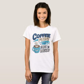 おしゃれなブルーのCOFFEE FIRST SAVE WORLD トレンディーTシャツ Tシャツ (正面フル)