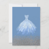 おしゃれなブルードレスとダイヤモンドのスイート16,  招待状 (裏面)